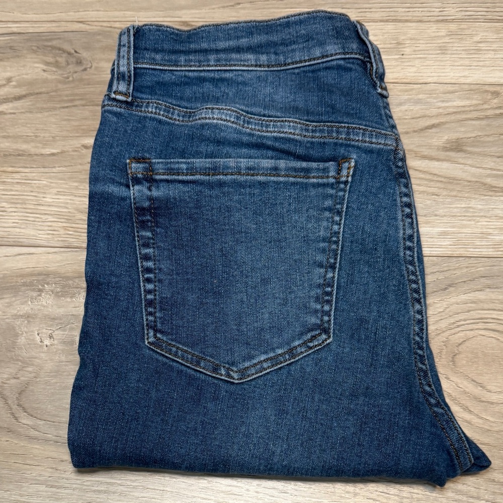 Free People High Rise Skinny Jeans Blue Button Fly Raw Hem W31S OB1151625